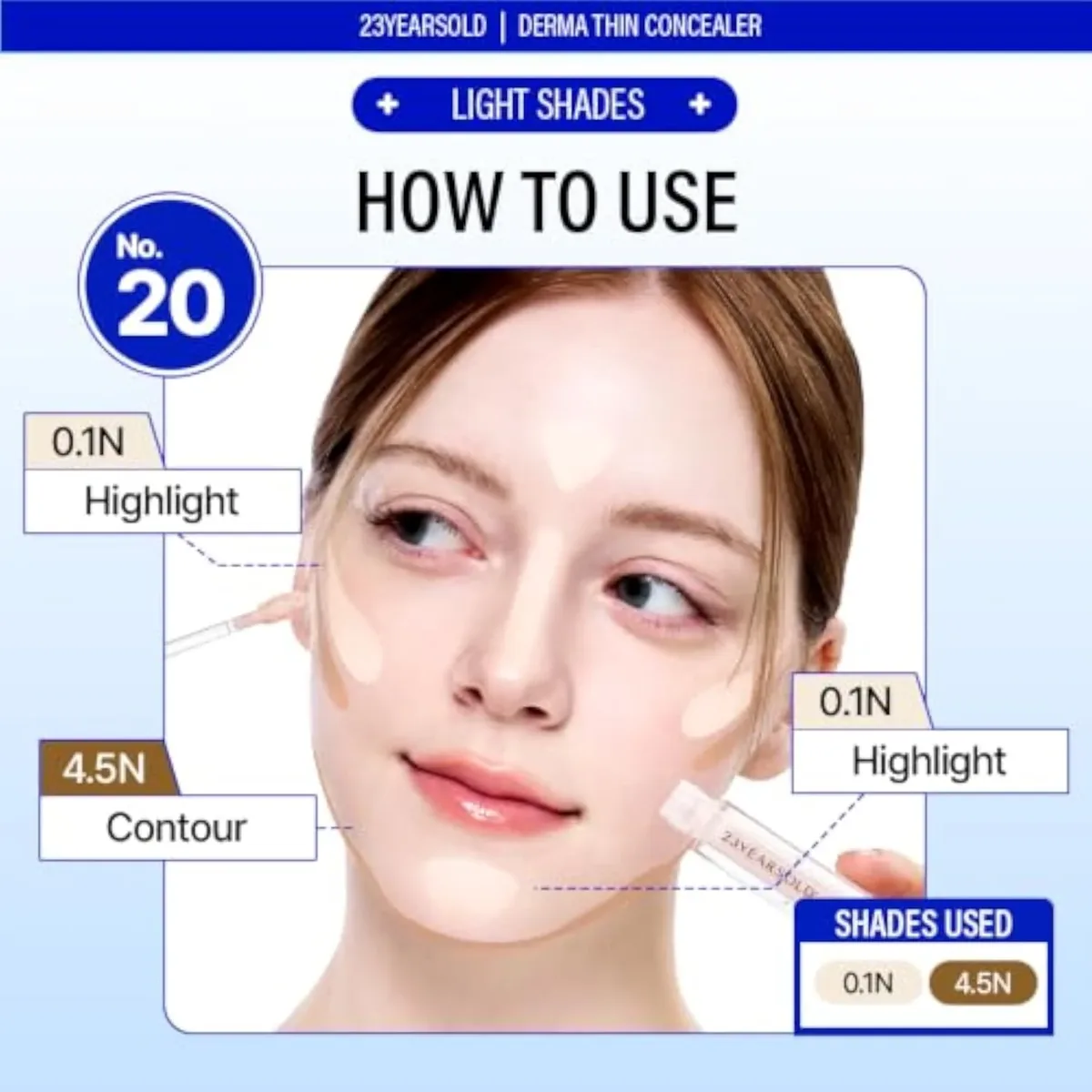 [23YEARSOLD] Derma Thin Concealer #0.5N (Soft Beige) – Sensitive-Skin Friendly, Lightweight & Long-Lasting with Redness-Soothing SWEETONE Formula for a Natural Finish, Easy