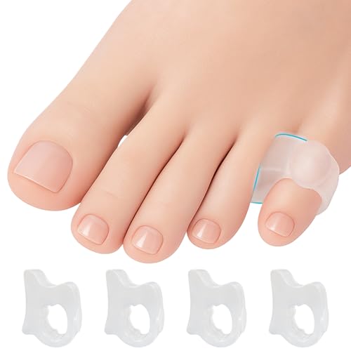 Toe Spacers for Men & Women - 4 Gel Separators for Overlapping & Curled Toes