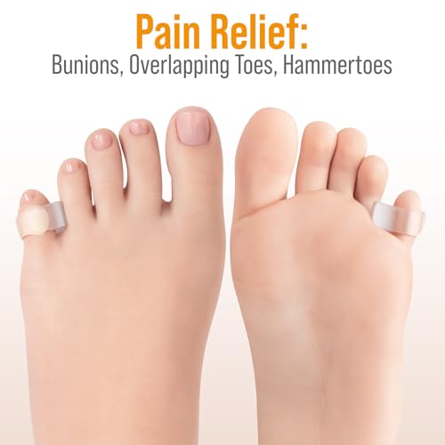Toe Spacers for Men & Women - 4 Gel Separators for Overlapping & Curled Toes