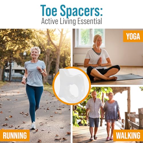 Toe Spacers for Men & Women - 4 Gel Separators for Overlapping & Curled Toes