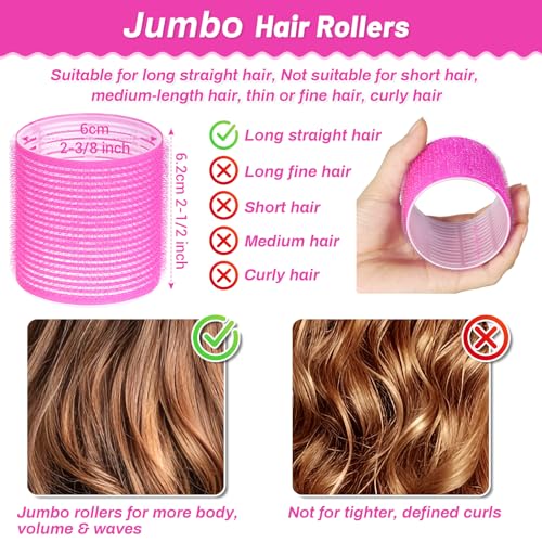 Jumbo Hair Rollers 60mm Self Grip 12 Pcs