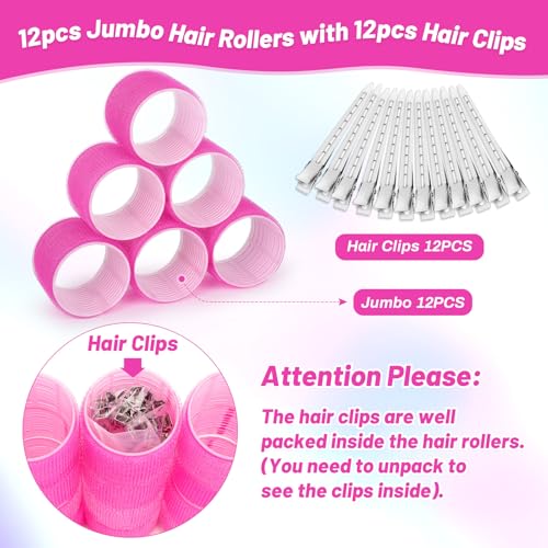 Jumbo Hair Rollers 60mm Self Grip 12 Pcs