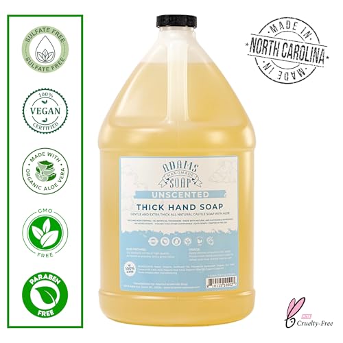 Thick Organic Castile Liquid Hand Soap 1 Gallon Refill- Unscented