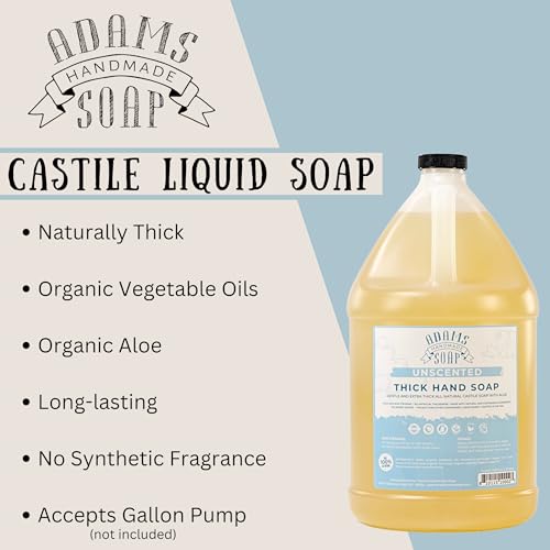 Thick Organic Castile Liquid Hand Soap 1 Gallon Refill- Unscented