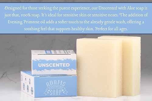 Unscented Pure Castile Bar Soap – 4.5 oz | With Evening Primrose Oil | Vegan, Cold Process, 84% Organic, Fair Trade, No Fragrance, Sensitive Skin Safe, USA Made