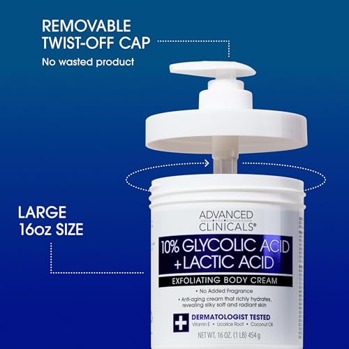 10% Glycolic Acid + Lactic Acid Lotion Exfoliant Moisturizing Cream With Hyaluronic Acid M