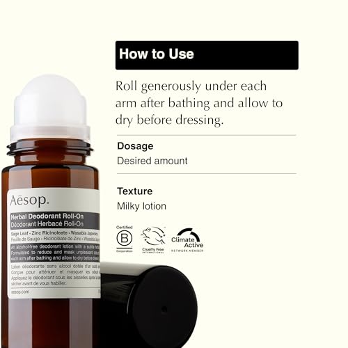 Aluminum Free Herbal Deodorant Roll On for Women & Men | Sage Leaf & Zinc Reduces Odor & B
