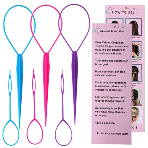 6pcs Topsy Tail and Hair Loop Styling Tool Set