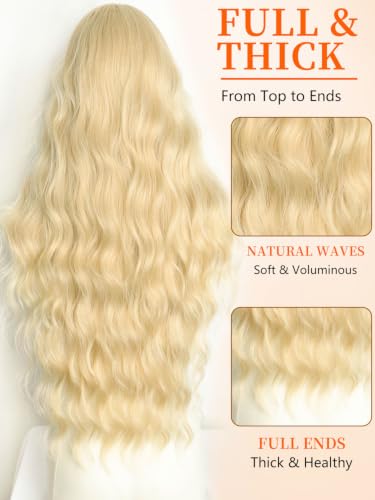 T Part Long Blonde Wavy Lace Wig