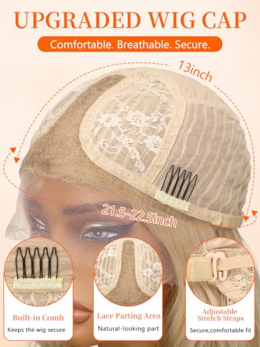 T Part Long Blonde Wavy Lace Wig
