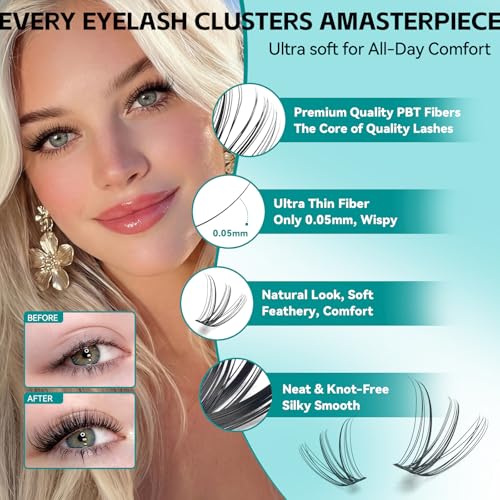 600pcs Wispy Lash Clusters Kit D Curl Lashes Cluster