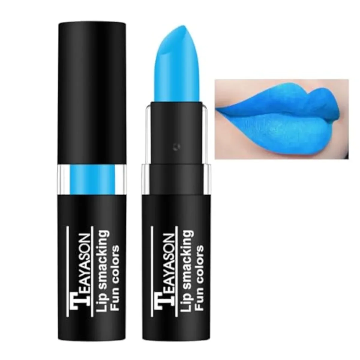 Blue Matte Lipstick Makeup, Long-Lasting Non-Stick Cup Goth Lip Gloss, Vintage Lipstick Cosmetics Party Makeup Gift, Professional Foundation High Impact Color for Women Hallo
