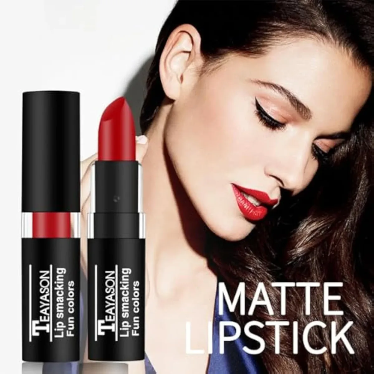 Blue Matte Lipstick Makeup, Long-Lasting Non-Stick Cup Goth Lip Gloss, Vintage Lipstick Cosmetics Party Makeup Gift, Professional Foundation High Impact Color for Women Hallo