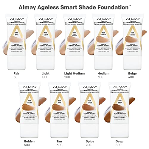 Anti-Aging Foundation, Smart Shade Face Makeup with Hyaluronic Acid, Niacinamide, Vitamin C & E, Hypoallergenic-Fragrance Free, 050 Fair, 1 Fl Oz (Pack of 1)