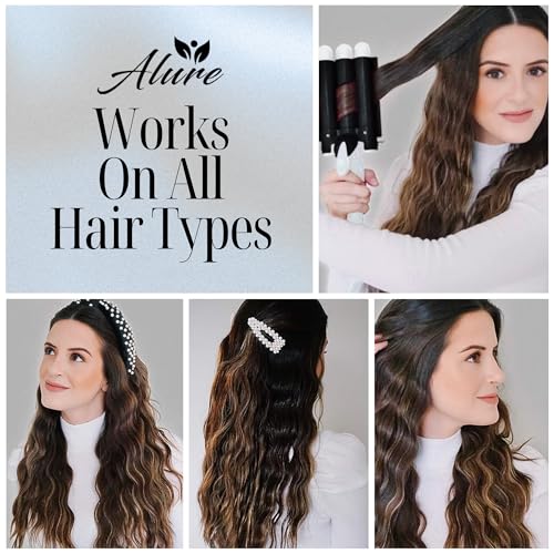 Three Barrel Curling Iron Wand 1 Inch Ceramic Tourmaline Hair Waver