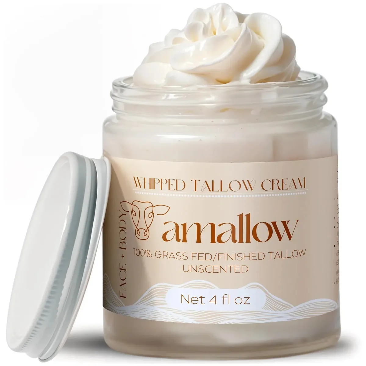 100% Grass Fed Beef Tallow for Skin Care (Unscented)