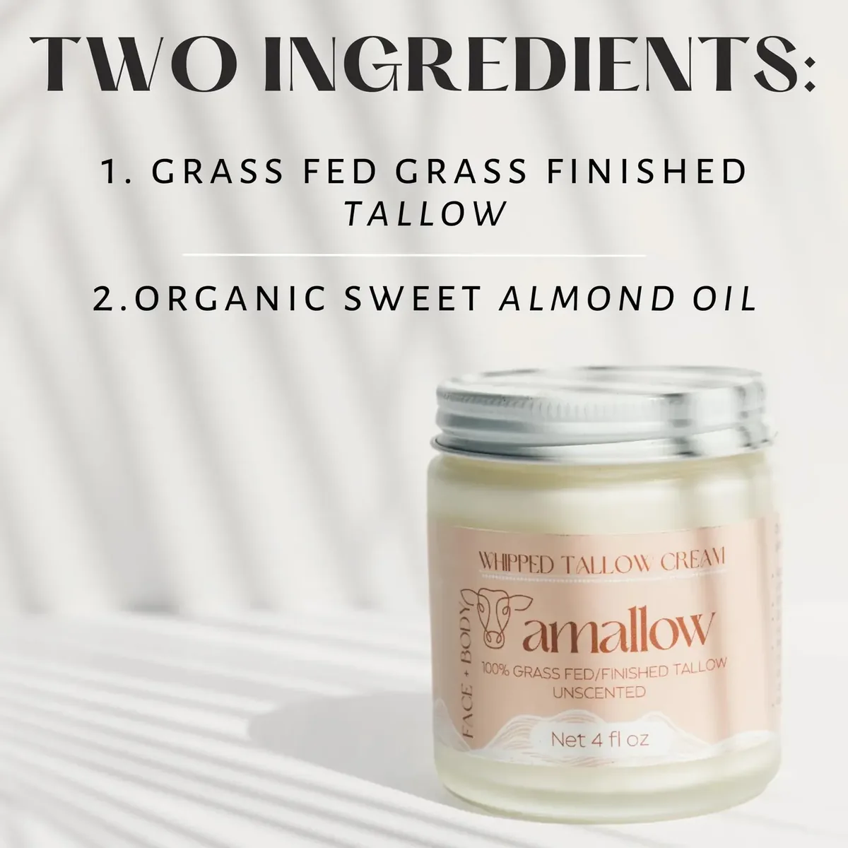100% Grass Fed Beef Tallow for Skin Care (Unscented)