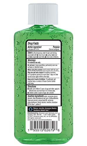 Sunburn Relief Gel with Aloe Vera, Soothing, Cooling, Itch Relief