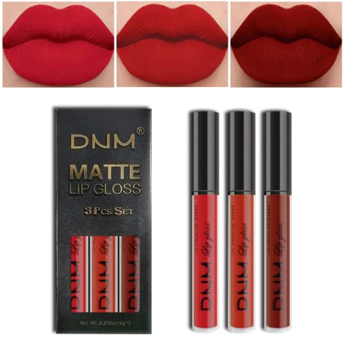3Pcs Bright Red Matte Liquid Lipstick Sets