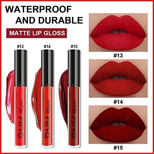 3Pcs Bright Red Matte Liquid Lipstick Sets