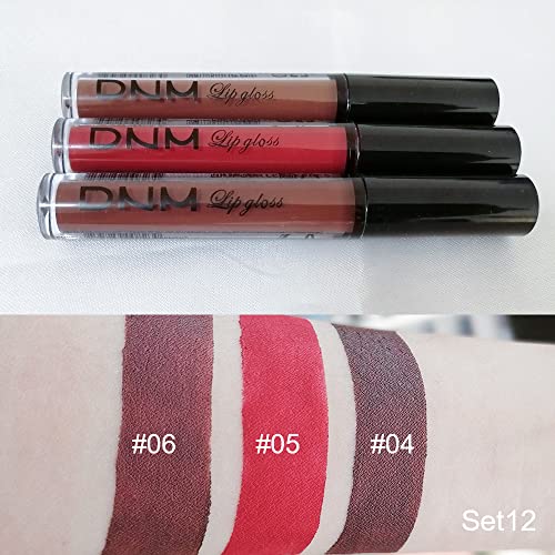 3Pcs Dark Red Brown Matte 24-Hour Liquid Lipstick Sets