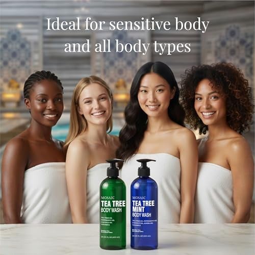 Tea Tree Body Wash with Mint & Shower Gel with Vitamin E for Jock Itch