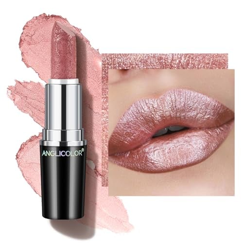 Metallic Nude Pink Lipstick For Women,Hydrating Creamy Formula
