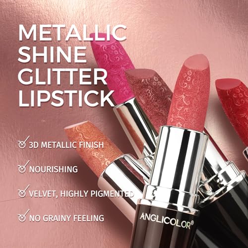 Metallic Nude Pink Lipstick For Women,Hydrating Creamy Formula