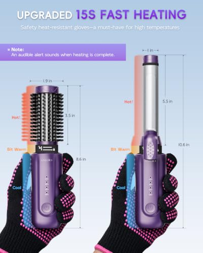Cordless Curling Iron Rechargeable 1 inch 1.5 inch 8000mAh