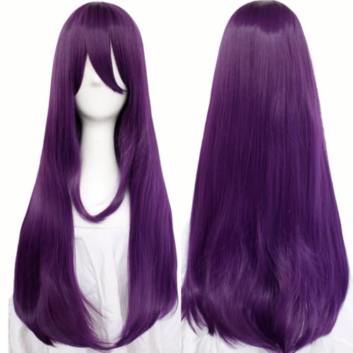 Long Purple Wig with Bangs