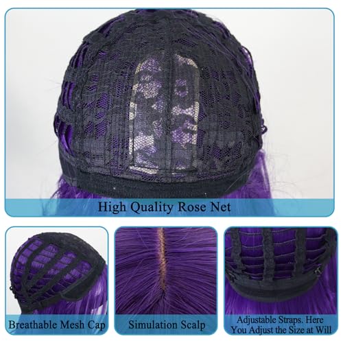 Long Purple Wig with Bangs