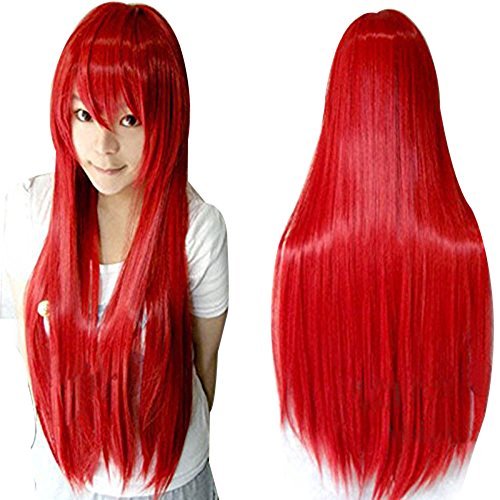 Long Red Wig with Bangs