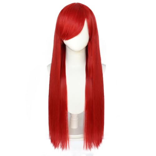 Long Red Wig with Bangs