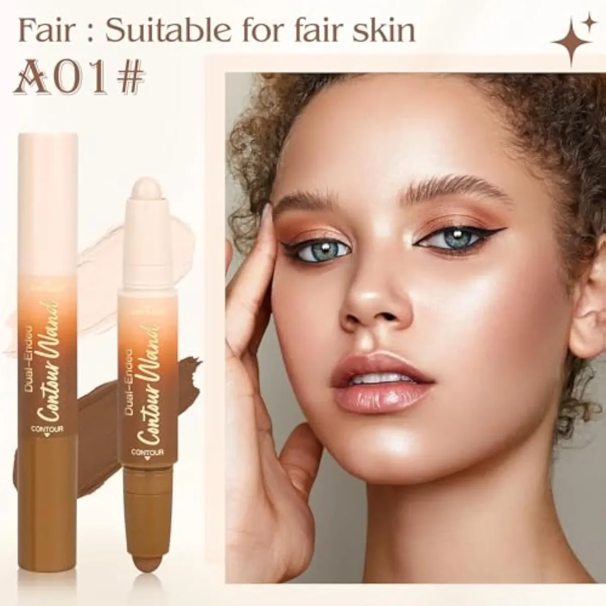 Contour Highlighter Stick,2-in-1 Dual-Ended Cream Bronzer & Highlighter Sticks Pen for Face Body Contouring Makeup- Buildable,Waterproof, Easy to Apply Suitable for Beginne