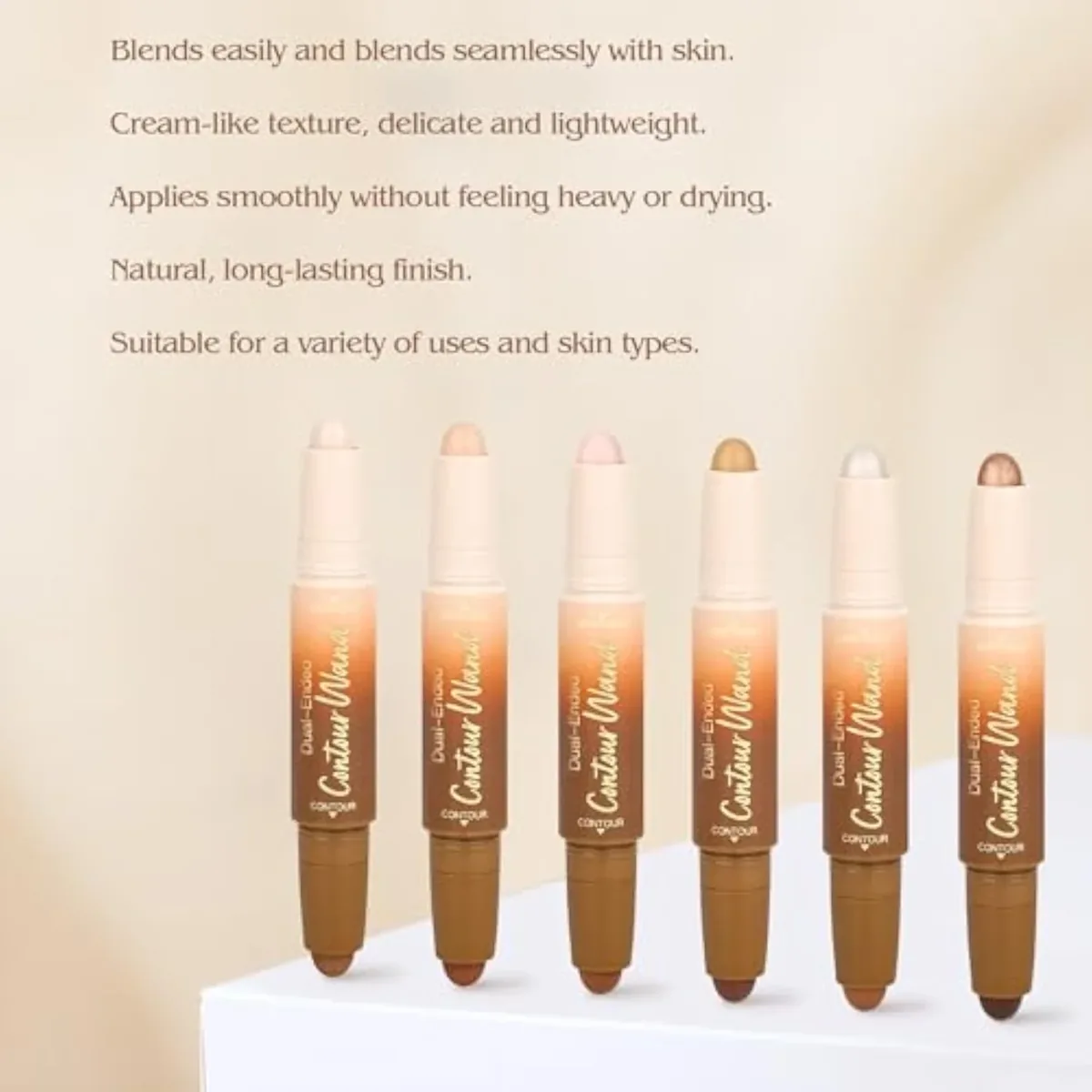 Contour Highlighter Stick,2-in-1 Dual-Ended Cream Bronzer & Highlighter Sticks Pen for Face Body Contouring Makeup- Buildable,Waterproof, Easy to Apply Suitable for Beginne