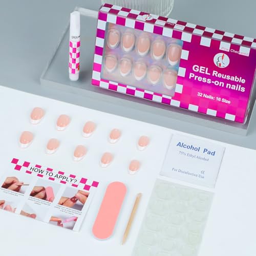 16 Sizes French Tip Extra Short Almond Press On Nails