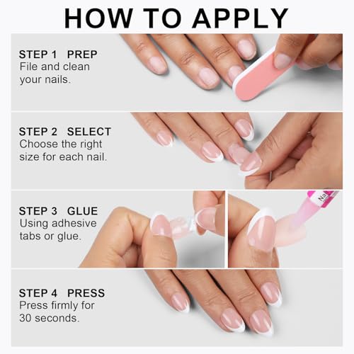 16 Sizes French Tip Extra Short Almond Press On Nails