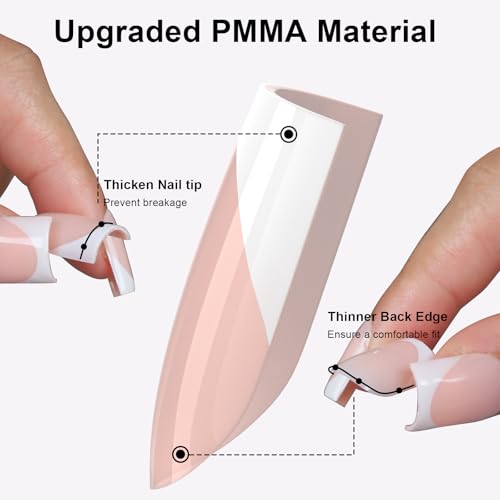 300Pcs Sharp Square French Tip Press On Nails-Anyos Gel Nail Tips Short