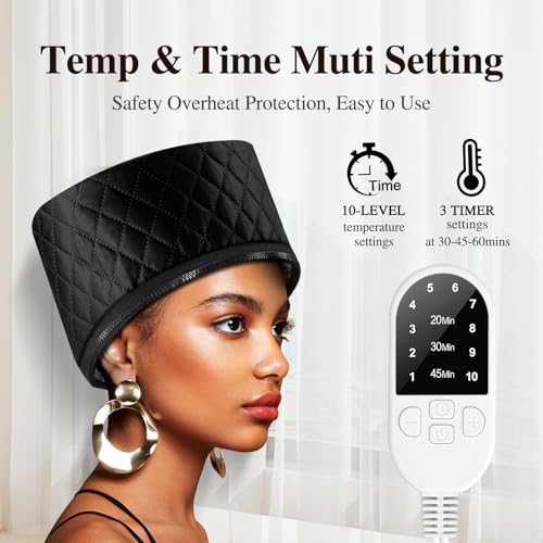 Heat Cap for Deep Conditioning 10-Level 3 Time Settings Hair Steamer