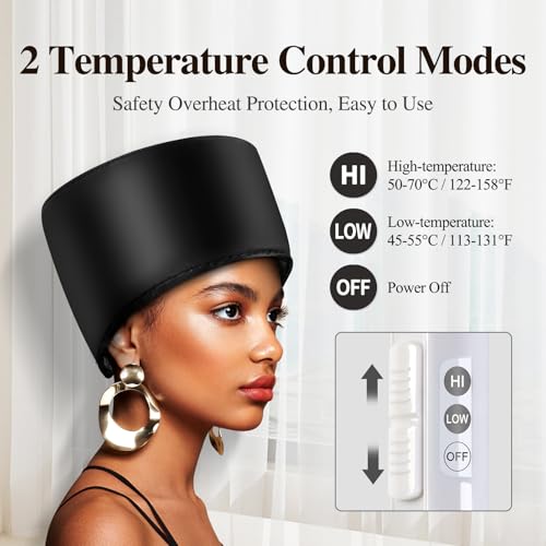 Heated Electric Thermal Steamer Cap for Natural Black Afro Hair