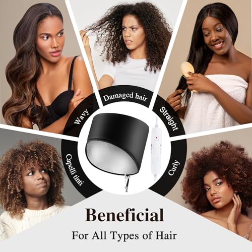 Heated Electric Thermal Steamer Cap for Natural Black Afro Hair
