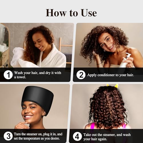 Heated Electric Thermal Steamer Cap for Natural Black Afro Hair