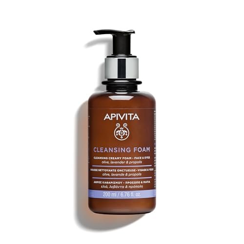 Cleansing Foam, Hydrating & Soothing Cleansing Creamy Foam for Face & Eyes with Olive, Lav