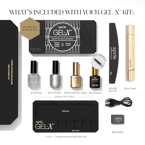 Gel-X Professional Nail Extension Starter Kit Soft Gel Tips Natural Coffin Medium