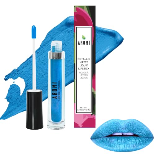 Metallic Liquid Lipstick | Smudge and Transfer Proof, Bright Blue Lip Color with Shimmery Finish, Vegan, Cruelty-free, Long Wear, Paraben and Gluten Free (Snow Queen)