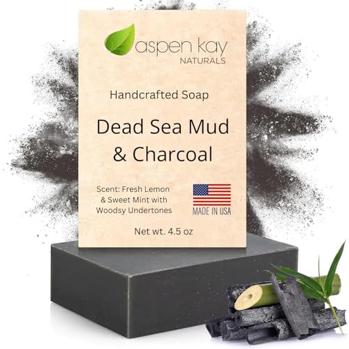 Handmade Dead Sea Mud Soap Bar, Activated Charcoal & Pure Essential Oils, 4.5 oz Bar