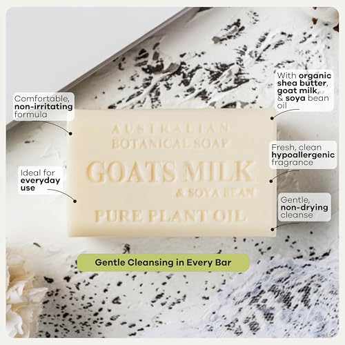 Australian Botanical Soap 6.6 OZ, Pack of 8, Goat Milk Soap Bars with Soya Bean Oil, Enric