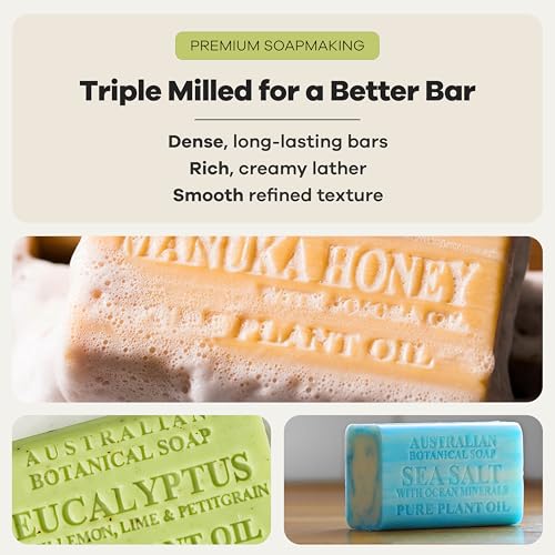 Variety Pack, 6.6 oz Bars – Goat Milk, Eucalyptus, Manuka Honey, Sea Salt, Pink Lychee, Lemongrass, Raspberry, Valencia Orange – Enriched with Organic She