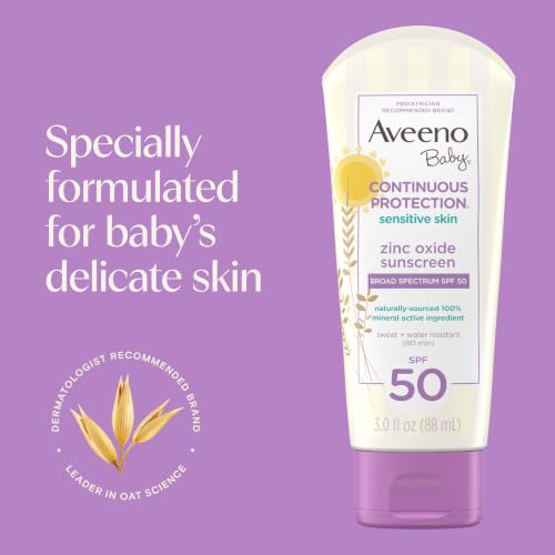 Continuous Protection Zinc Oxide SPF 50 Sunscreen for Babies with Sensitive Skin