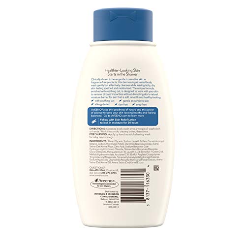 Skin Relief Body Wash with Scent Soothing Gentle SoapFree, Body Cleanser for Dry Itchy Sensitive Skin DyeFree AllergyTested fl., Oat & Chamomile, 12 Fl Oz